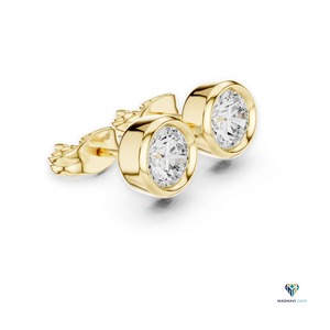 2.50 TCW Yellow <b>Gold</b> Round Lab Grown Diamond Bezel Jewelry Set in 18K <b>Solid</b> <b>Gold</b> - <b>Pendant</b> and Earrings - Product Image 4