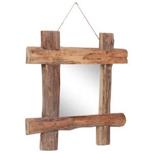 Miroir mural en bois de teck recyclé naturel 19,7 x 19,7 po - Product Image 6