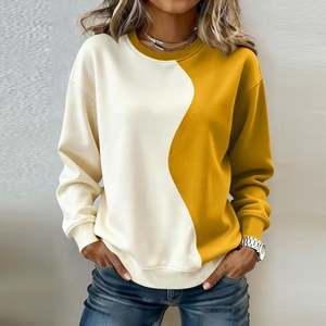 Sudadera de Mujer con Bloques de Color y Logotipo Personalizado, 300 GSM, Cuello Redondo, Manga Larga Raglán, Corte Holgado, Casual y Moderna - Product Image 3