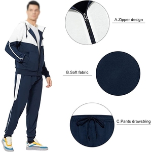 Men's Performance Training Tracksuit Set Breathable Sports Jacket and Flexible <b>Athletic</b> Track Pants for Gym Workout Running - Product Image 1