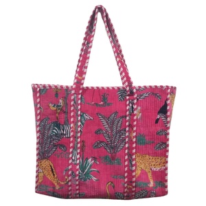 Cotton Quilted Duffle <b>Tote</b> Shoulder <b>Bag</b> Solid Color Eco-Friendly Lining <b>Summer</b> Autumn Open Fashionable Overnight Shopping <b>Bag</b> - Product Image 1