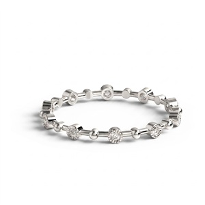 Bague en or plaqué 18 carats avec sertissage cannelé, diamant rond, alliance éternité complète, bague texturée empilable, bijoux fins, cadeau pour femme - Product Image 1