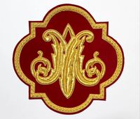 Patch brodé à la main de luxe avec monogramme en fils métalliques |   Applique décorative lettre M |   Design à fil doré résistant à l'eau en relief 3D
