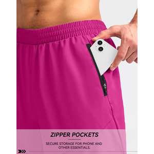 Shorts de course personnalisés avec logo, 100% polyester, pour hommes, shorts de sport d'été, poches zippées, vêtements de sport pour la salle de sport, shorts pour hommes - Product Image 4