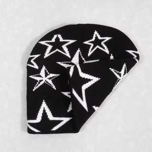 Unisex Star Pattern Beanie Hat 56-58CM Casual <b>Winter</b> <b>Cap</b> Acrylic Material Geometric Design Adult Knit Hat - Product Image 4