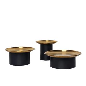 Plateau de service en métal rond décoratif de luxe écologique à fond plat en acier inoxydable avec plaque en cuivre et or - Product Image 1