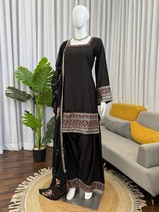 <b>Black</b> Embroidered Salwar Kameez with Dupatta Women <b>Pakistani</b> <b>Dress</b> Wedding Party Eid Wear - Product Image 3