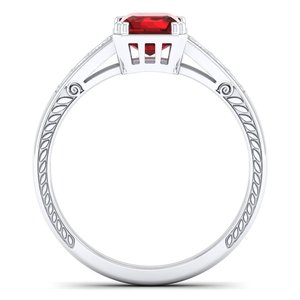 Bague REYES Nouveau Design en Argent Sterling 925 avec Pierre Précieuse Grenat Taille Asscher 0,75 Carat Certifiée GRA, Bijoux Fins de Mariage en Moissanite - Product Image 4