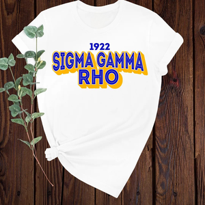 T-shirt personnalisé 1922 Sigma Gamma Rho blanc pour femme, motif sororité grecque, SGRho, manches courtes, col rond, vêtement décontracté en coton - Product Image 1