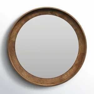Cadre de miroir rustique artisanal en bois brut, idéal pour la décoration de cabane vintage et les chambres à thème forêt. - Product Image 3