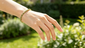 Women's Gold Plated Tennis Bracelet With Green Crystal And Round Brilliant Cut Rhinestones Channel Setting Classic Style - Product Image 2