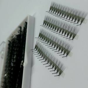 Eyelash <b>Cluster</b> Extensions Korean PBT Synthetic Hair Premade Natural <b>Lash</b> Fan Mix Length CC/DD/L/M Curl Matte Black Custom Logo - Product Image 1
