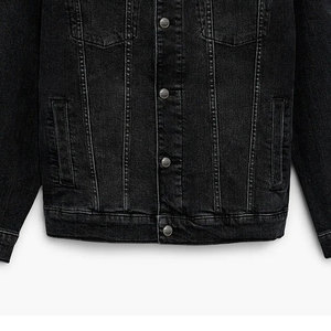 Custom Acid Wash Denim <b>Jacket</b> Unisex Street Wear <b>Trucker</b> Raw Edge Heavyweight Denim <b>Jacket</b> Streetwear Jean Coat - Product Image 3
