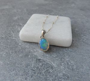 Ethiopian <b>Opal</b> Necklace Sterling Silver Pear Cut <b>Opal</b> <b>Pendant</b> October Birthstone Jewelry Gift for Her Elegant - Product Image 3