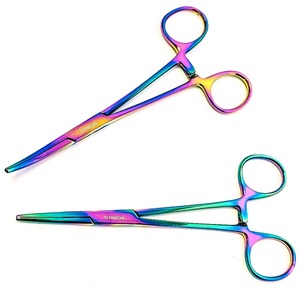 Pinces hémostatiques Rainbow, lot de 2, 5 pouces, droites et courbées, en acier inoxydable, à verrouillage manuel - Product Image 4