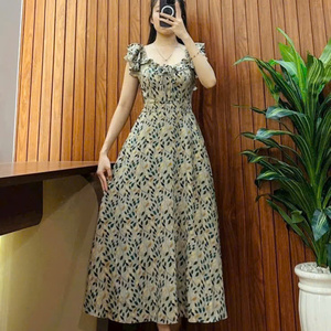 เดรสยาวเรียบหรูสำหรับผู้หญิง สวมใส่สบาย เหมาะสำหรับโอกาสต่างๆ ทรงเข้ารูป ผ้าไหม แขนสั้น ซักได้ - Product Image 3