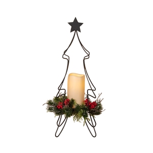 Modern Minimalist Metal Wire Christmas Tree Candle Holder Stand Festival Table Top Ornament <b>Pinecone</b> Berry Wreath LED Light - Product Image 1
