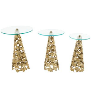 Prime Quality Metal High Grade Gold Plated Fancy Designer Base Stand With Round Top Glass Home Hotel Luxury Coffee & <b>Side</b> <b>Tables</b> - Product Image 5