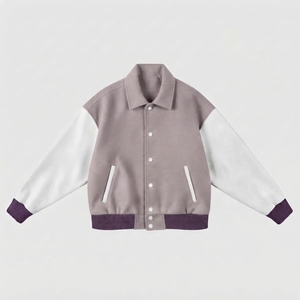 Veste universitaire unisexe à blocs de couleur, col rabattu, manches classiques, en polyester et coton, pour l'automne, style streetwear décontracté - Product Image 1