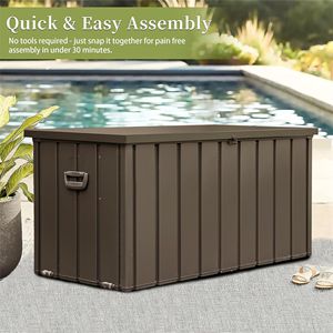 100 Gallon Outdoor <b>Waterproof</b> Deck <b>Box</b> Large Patio <b>Storage</b> Bin for Cushions Throw Pillows Garden Tools Lock Shed <b>Storage</b> Product - Product Image 6
