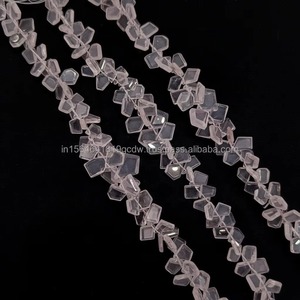 Cuentas de cuarzo rosa natural de forma elegante, cuentas de piedras preciosas lisas para la fabricación de joyería, venta al por mayor, suministro de cuarzo rosa a granel, India. - Product Image 5