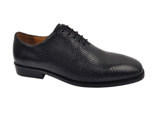 Zapatos Oxford de Vestir para Hombre, Negros, de Piel de Vacuno con Textura de Lagarto, con Cordones, Punta en Pico, para Oficina y Carrera Profesional, Color Sólido, Suela Hecha a Mano, para Todas las Temporadas - Product Image 1