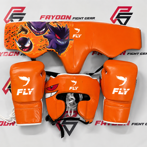New Latest Design Customized Fly Purple Full Printed Genger <b>Sparring</b> <b>Set</b> Included <b>Boxing</b> Gloves Protection Headgear Groin Guard - Product Image 6
