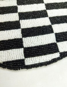 Black <b>White</b> Checkered Placemat Handmade Beaded <b>Table</b> Mat <b>Round</b> Dining <b>Table</b> Decor Checkerboard Bead Modern Beaded coster - Product Image 6