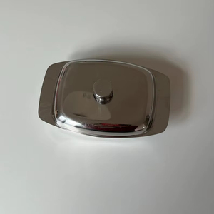 Vintage Stainless Steel Butter Dish | Mid-Century Modern <b>Kitchen</b> Storage Holder - Product Image 1