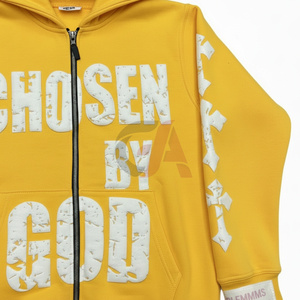 Sudadera con capucha para hombre, estilo acid wash, con cremallera, estampada, 100% algodón, forro polar grueso, ajuste cómodo, tendencia 2026 - Product Image 4