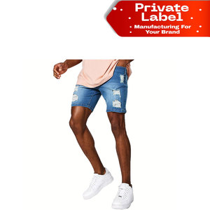 Custom Embroidery Logo <b>Men</b> Denim Shorts Large Pocket Streetwear Denim Shorts Private Label Clothing Vendor <b>Men</b> Denim Shorts - Product Image 1