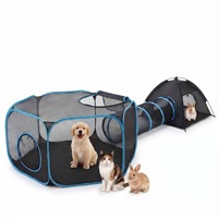 Parc pour animaux de compagnie modulaire pliable 4 en 1 avec tunnel, tente portable pour chat et chien, cage intérieure pour animaux de compagnie