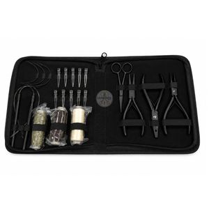 Kit d'installation d'extensions capillaires doré avec pince à bandes adhésives, pince à perles plates et peigne - Product Image 2