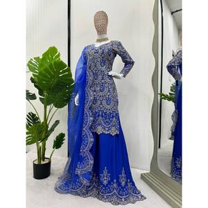Designer XL <b>Top</b>-Bottom and Dupatta Set with Thread & Sequence Work - Product Image 3