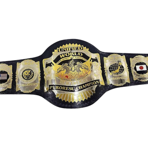 Ceinture de championnat mondial unifié Puroresu, qualité supérieure, avec drapeaux internationaux et design doré - Product Image 3