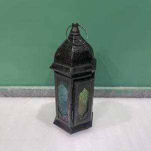 Artisan Design Metal Iron Colored Ramadan Christmas Easter Lantern Decorative Candle Holder Home <b>Table</b> 5.25X4.5X11.5 - Product Image 6