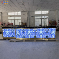 Comptoir de Bar Disco à Vendre Design Moderne Personnalisé Quartz Noir Pierre Top Design Créatif Narguilé Boîte de Nuit Led Comptoir de Bar