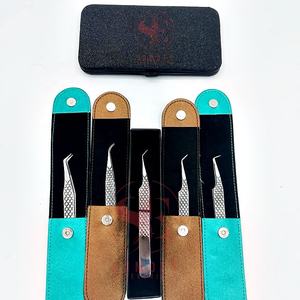 Pince à épiler d'extension de sourcils de cils à 90 degrés personnalisée de marque privée forte tenue mince mince volume droit acier inoxydable beauté - Product Image 3