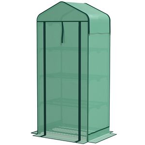 Mini serra portatile a 4 livelli con copertura in PE ad alta resistenza e tetto a rete per uso interno/esterno - Product Image 1