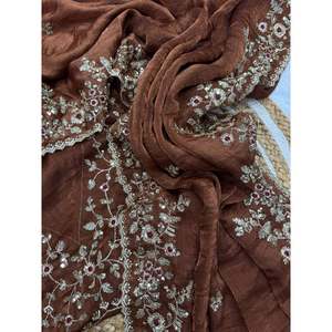 Beautiful Chiffon Saree with Sequence Embroidery Work for <b>Parties</b> - Product Image 3