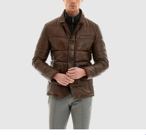 Veste en toile et cuir tendance pour homme, style streetwear, coupe-vent et imperméable, 200 grammes de rembourrage, nouvelle collection - Product Image 3