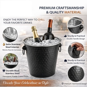 ถังแช่ไวน์สแตนเลสสำหรับแช่เบียร์ |   ตู้แช่เครื่องดื่มแบบสองหูจับสำหรับงานปาร์ตี้และบาร์ |   ความจุ 2.5 ลิตร ทนทาน - Product Image 2