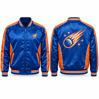 Veste de baseball personnalisée en satin, coupe décontractée, poignets rayés, construction légère, tissu polyester, broderie hiver universitaire de haute qualité