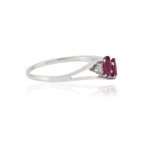 Anillo de Plata de Ley 925 con Dos Piedras de Rubí y Diamante, de Moda y Alta Venta, para Mujer, Joyería de Piedra de Nacimiento de Julio - Product Image 5