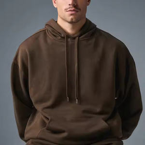 Sweat à capuche unisexe en polaire chaude d'hiver avec cordon de serrage, broderie OOM et strass, coupe courte, épaules tombantes, pull personnalisé en sherpa uni - Product Image 1