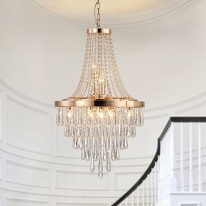 Elegante Lampadario a Sospensione Moderno a 11 Luci con Finitura Dorata, Design a Più Livelli, 20 Pollici, per Sala da Pranzo - Product Image 1