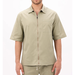 Chemise zippée à manches courtes pour homme, décontractée, légère et respirante, idéale pour l'été, personnalisation de marque, fournisseur OEM - Product Image 1