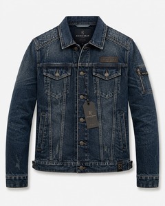Veste en jean pour homme de haute qualité, tissu en denim de coton, vêtement d'extérieur élégant et décontracté, coupe confortable pour un usage quotidien et la mode urbaine - Product Image 1