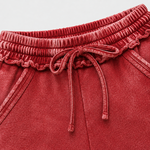 Shorts pour femmes 100% Coton, style vintage, délavés à l'acide, avec logo personnalisé, séchage rapide, respirants, élégants et confortables, vente en gros - Product Image 6