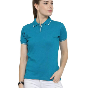 Elegant fitted <b>women</b> polo t-shirt soft cotton polyester blend short sleeves classic <b>collar</b> perfect <b>for</b> weekend or office use - Product Image 1